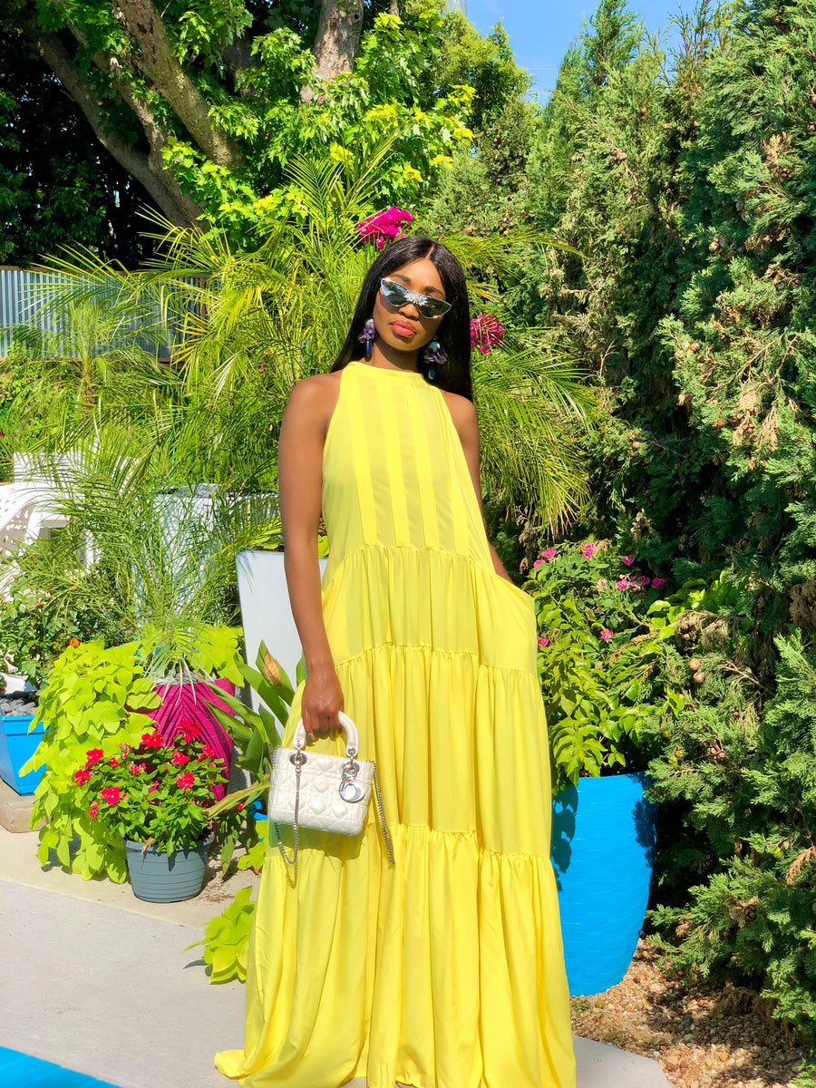 h&m yellow maxi dress Nicolette – MadamMystique